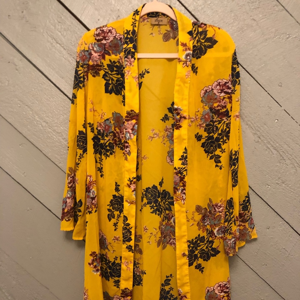 Yellow Floral Boho Kimono